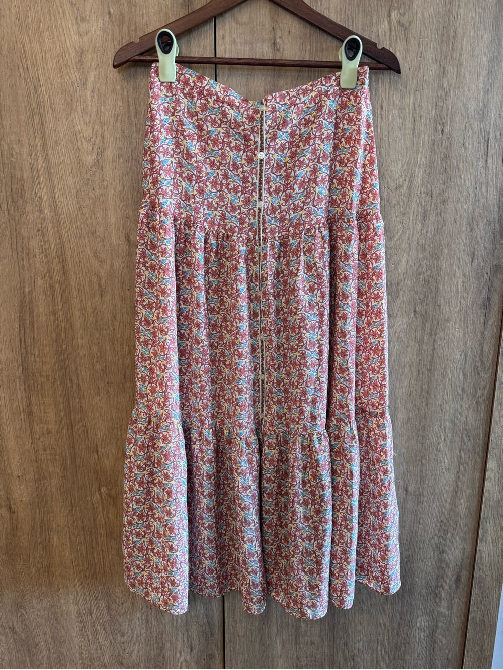 Max Studio Women's Ditzy Floral Pink Tiered Maxi Skirt M Cowgirl Core Boho